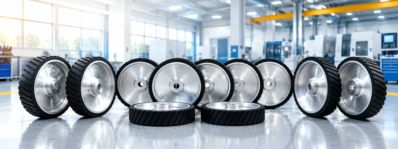 Transformer wheels with rubber tyres and aluminium hubs